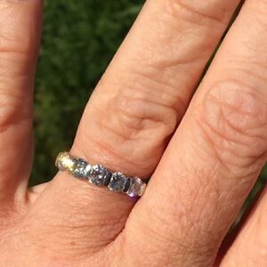 VINTAGE Leo Diamond 5 Stone Ring 14k WG 1.04 tcw